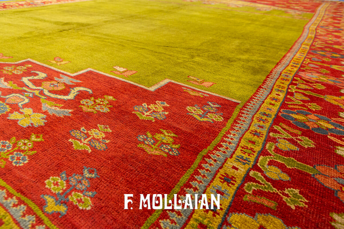 Mahal Zigler Carpet with Rare Open-Field Prayer Design and Green Wool n°:54329528